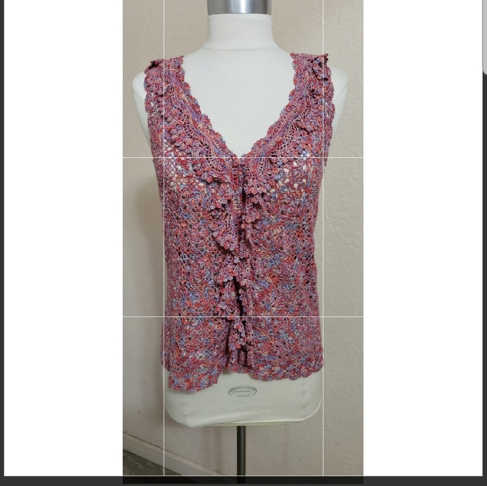 Cynthia Steffe crochet multicolor knit top